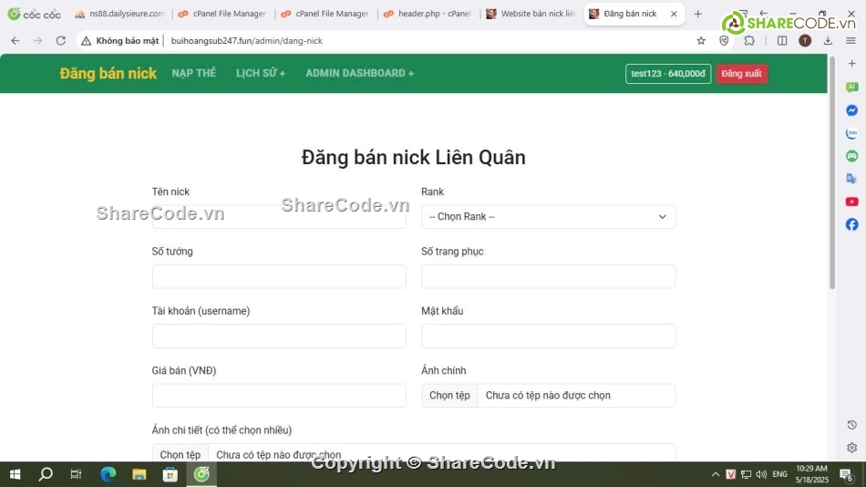 bán acc liên quân,bán acc tự động,bán acc,Code liên quân