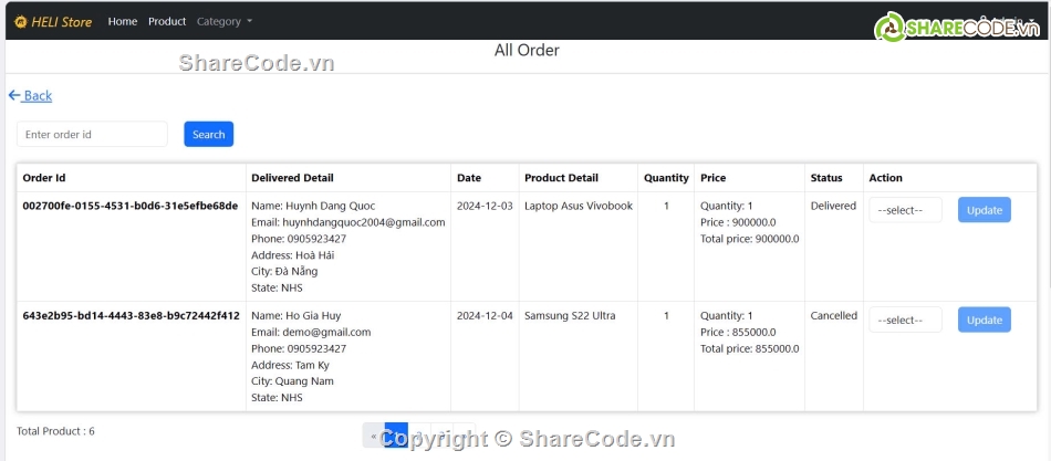 Web bán hàng,code java,Java Springboot,sharecode,code web