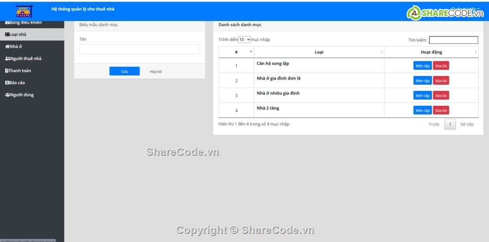 hệ thống,web cho thuê nhà,hệ thống quản lý cho thuê nhà