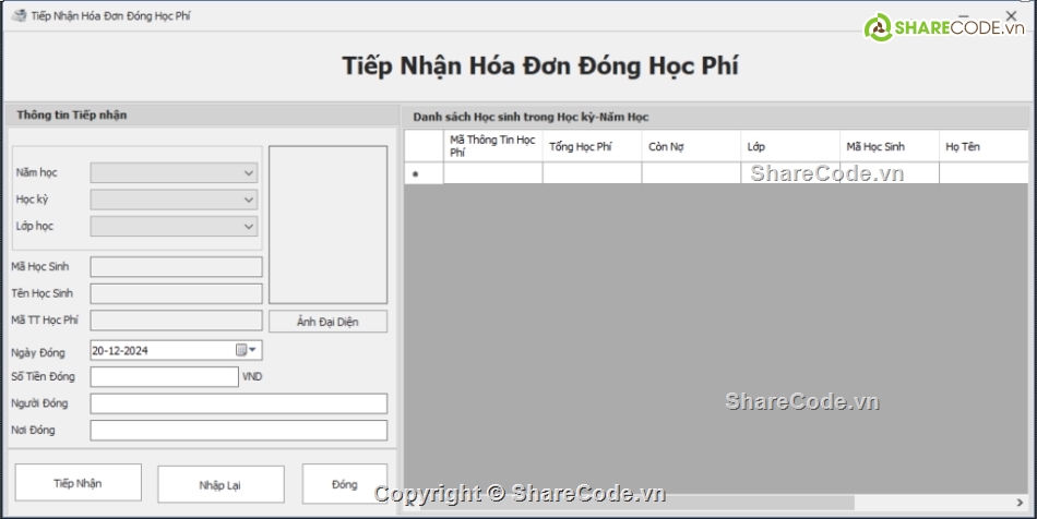 quản lý,Phần mềm quản lý học sinh,giao diện quản lý