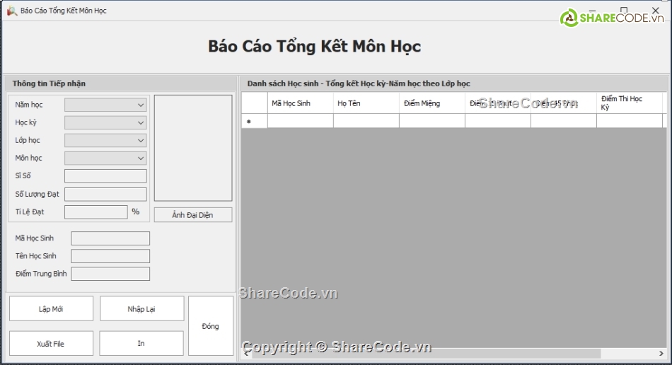 quản lý,Phần mềm quản lý học sinh,giao diện quản lý