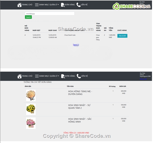 bán hoa,asp.net mvc,đầy đủ báo cáo