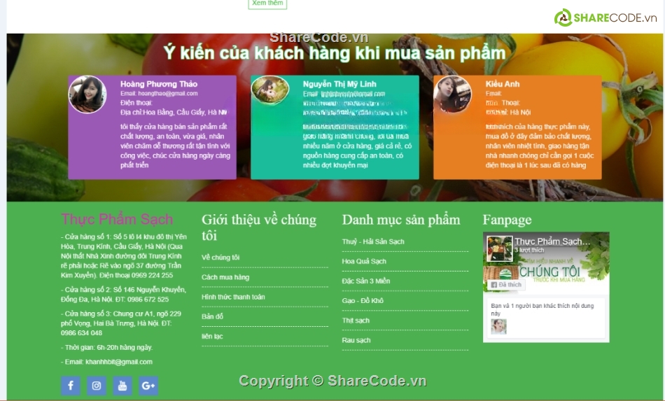 code web ẩm thực,web bán hàng php,thực phẩm sạch
