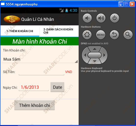 Ứng dụng quản lý tài chính cá nhân,Full code quản lý Android,quản lý thu chi,quản lý tài chính,quản lý tiền android