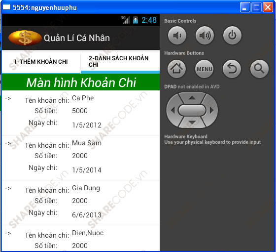Ứng dụng quản lý tài chính cá nhân,Full code quản lý Android,quản lý thu chi,quản lý tài chính,quản lý tiền android