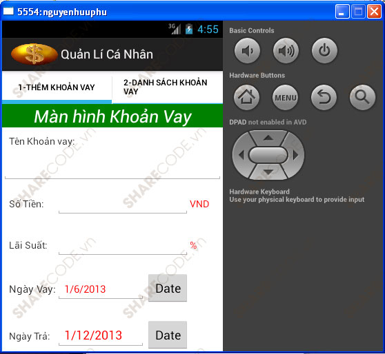 Ứng dụng quản lý tài chính cá nhân,Full code quản lý Android,quản lý thu chi,quản lý tài chính,quản lý tiền android