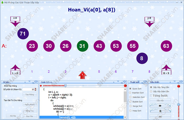 Phần mềm Mô Phỏng sort, thuật toán sort, Các Thuật Toán Sắp Xếp, sắp xếp C#, mô phỏng hình học sắp xếp