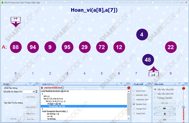 Phần mềm Mô Phỏng sort, thuật toán sort, Các Thuật Toán Sắp Xếp, sắp xếp C#, mô phỏng hình học sắp xếp