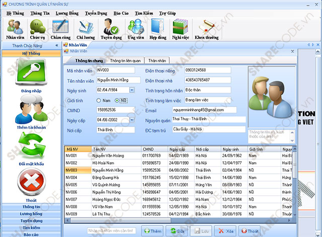 Phần mềm quản lý nhân sự, quản lý tiền lương cho công ty C#, quản lý tài sản, quản lý chấm công, quản lý nhân sự
