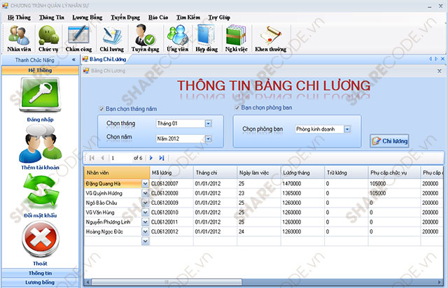 Phần mềm quản lý nhân sự, quản lý tiền lương cho công ty C#, quản lý tài sản, quản lý chấm công, quản lý nhân sự