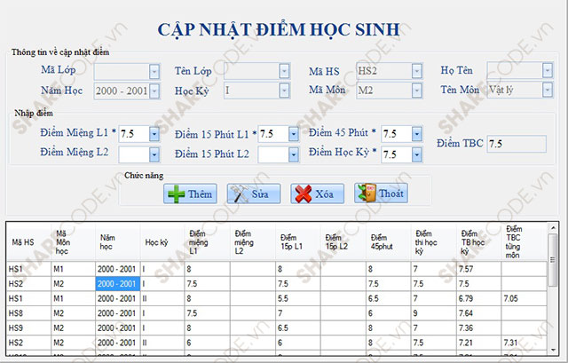 Phần mềm quản lý điểm,quản lý điểm học sinh,quản lý học sinh,quản lý điểm thi,quản lý môn học