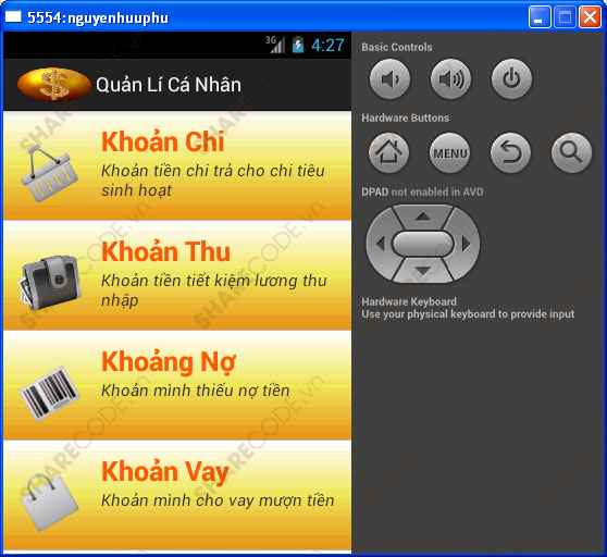 Ứng dụng quản lý tài chính cá nhân,Full code quản lý Android,quản lý thu chi,quản lý tài chính,quản lý tiền android