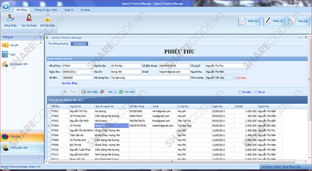 Phần mềm quản lý tài chính,quản lý thu chi trường học,quản lý học phí,chi tiêu cá nhân,quản lý tài sản,phần mềm quản lý tài chính