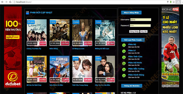Web Xem Phim,web phim PHP & MySQL,full code web xem phim,website film,xem phim online,code web phim