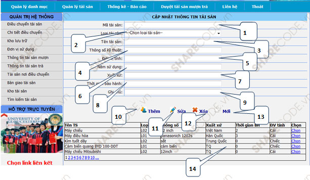 Full code Website quản lý tài sản,CNTT ASP.Net + Báo cáo,web quản lý vật chất,web quản lý cơ sở vật chất,quản lý tài sản