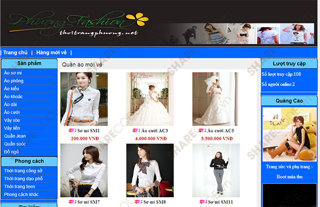 Website bán sản phẩm thời trang,web bán hàng,web thời trang,web bán quần áo,web quản lý thời trang,Website giới thiệu thời trang