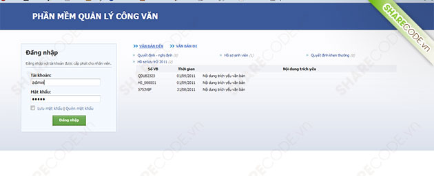 Website quản lý công văn, quản lý văn bản online, quản lý hồ sơ, quản lý xổ sách, web quản lý văn bản