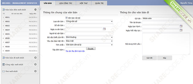 Website quản lý công văn, quản lý văn bản online, quản lý hồ sơ, quản lý xổ sách, web quản lý văn bản