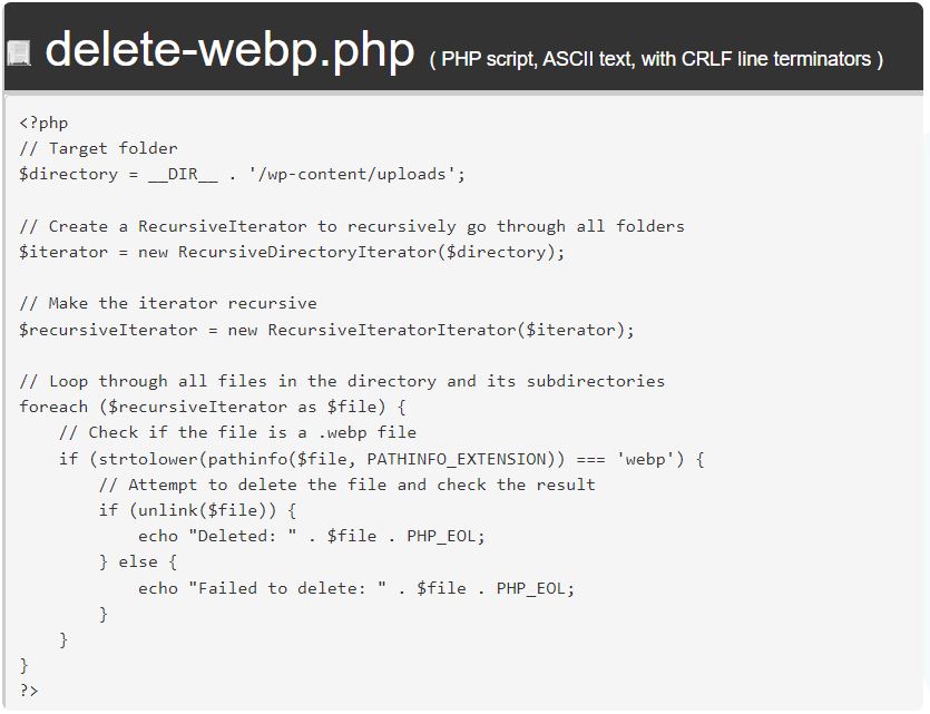 Xóa toàn bộ ảnh có định dạng .webp, xóa ảnh định dạng .webp, xóa ảnh có định dạng .webp