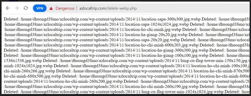 Xóa toàn bộ ảnh có định dạng .webp, xóa ảnh định dạng .webp, xóa ảnh có định dạng .webp