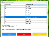 Phần mềm quản lý database 63 tỉnh thành Việt Nam