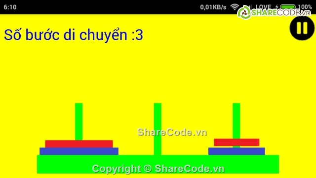 tháp hà nội,Android,Bài toán tháp hà nội,Souce code android,Tower of hà nội