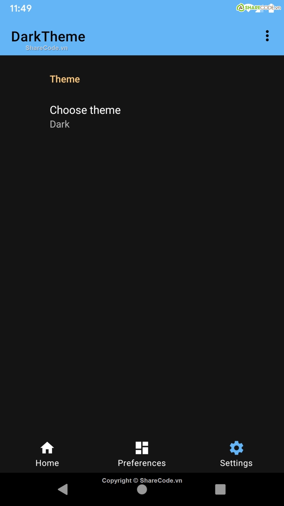 Android Dark Theme,Dark Theme,Code android Dark Theme