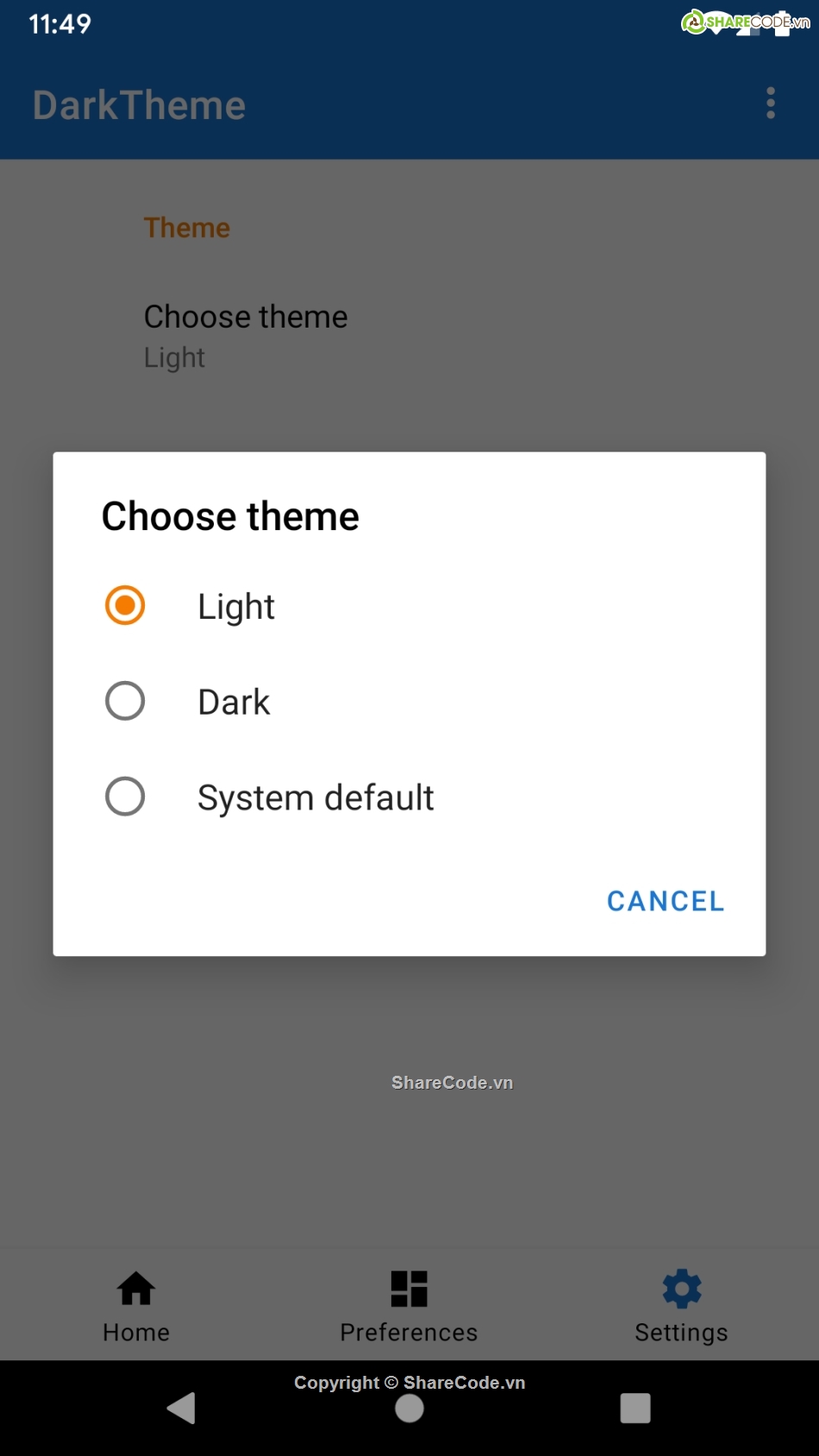 Android Dark Theme,Dark Theme,Code android Dark Theme