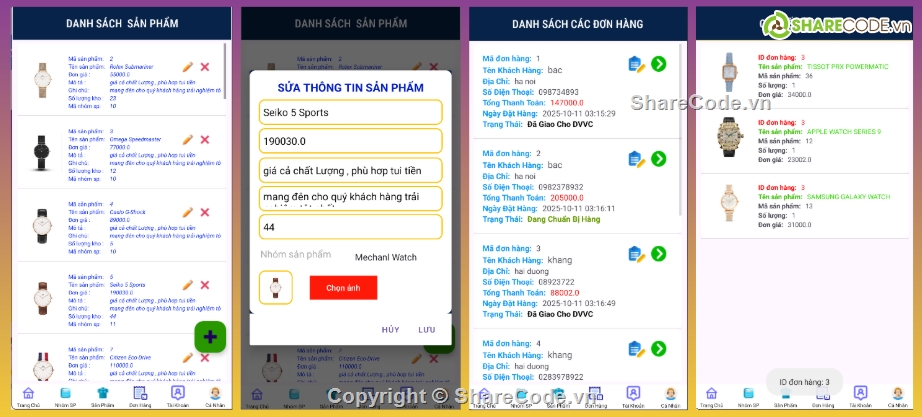 App,đồ án android,app bán hàng android,app bán hàng,đồng hồ,android