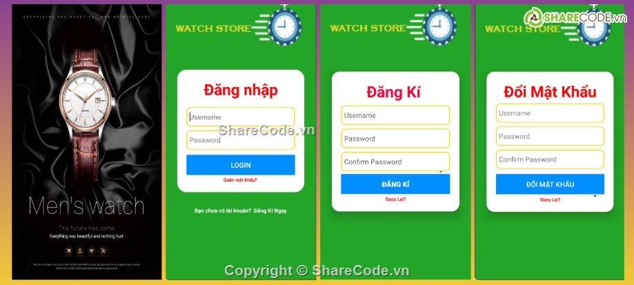 App,đồ án android,app bán hàng android,app bán hàng,đồng hồ,android