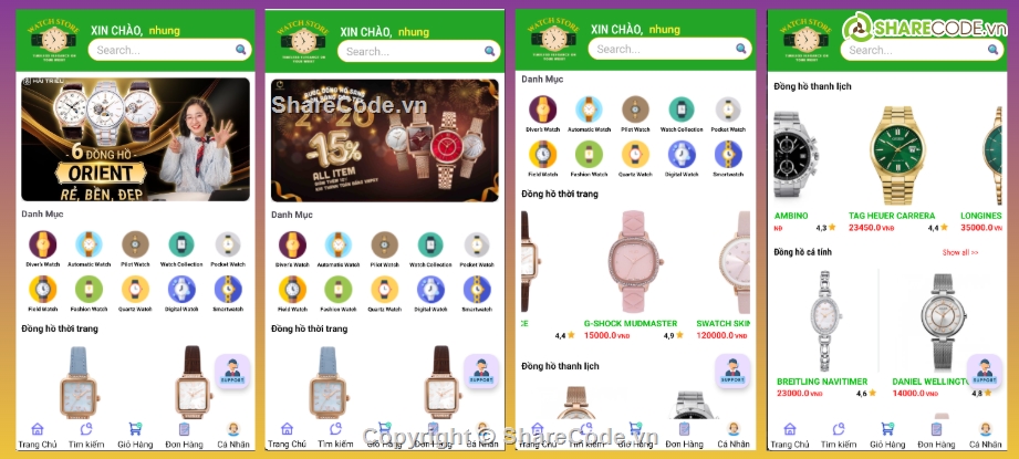 App,đồ án android,app bán hàng android,app bán hàng,đồng hồ,android