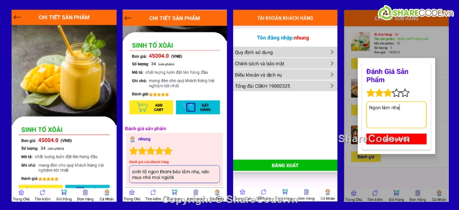 App,đồ án android,app đặt đồ ăn android,app android java,app bán hàng,đặt đồ ăn
