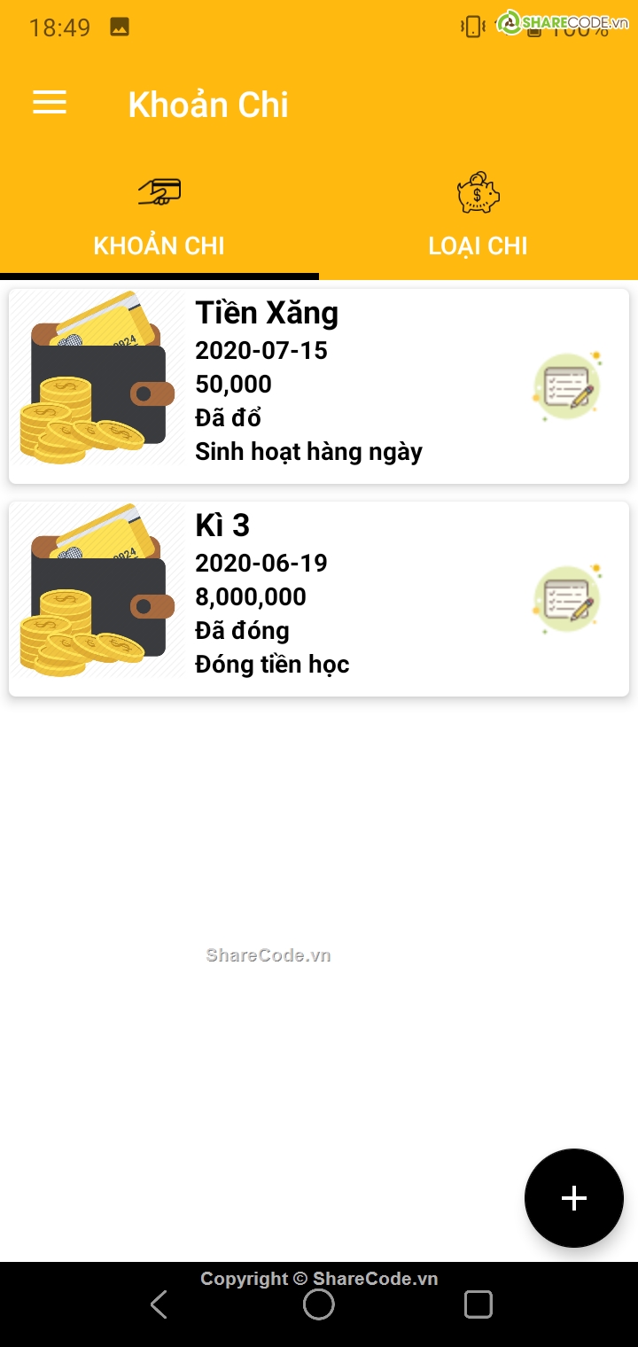 quản lý thu chi,chi tiêu android studio,quản lý chi tiêu cá nhân,source cod quản lý thu chi