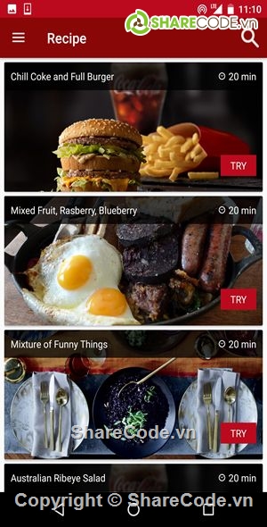 UI Android,Android studio project,Order food,Android Studio App UI Kit,Recipe v1.0