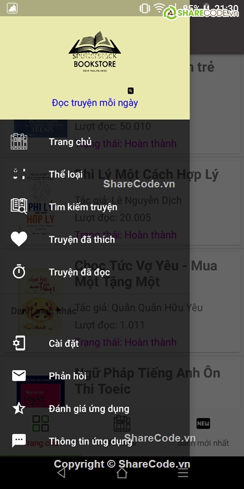 App đọc sách android,Ứng dụng đọc sách online,Book Store android