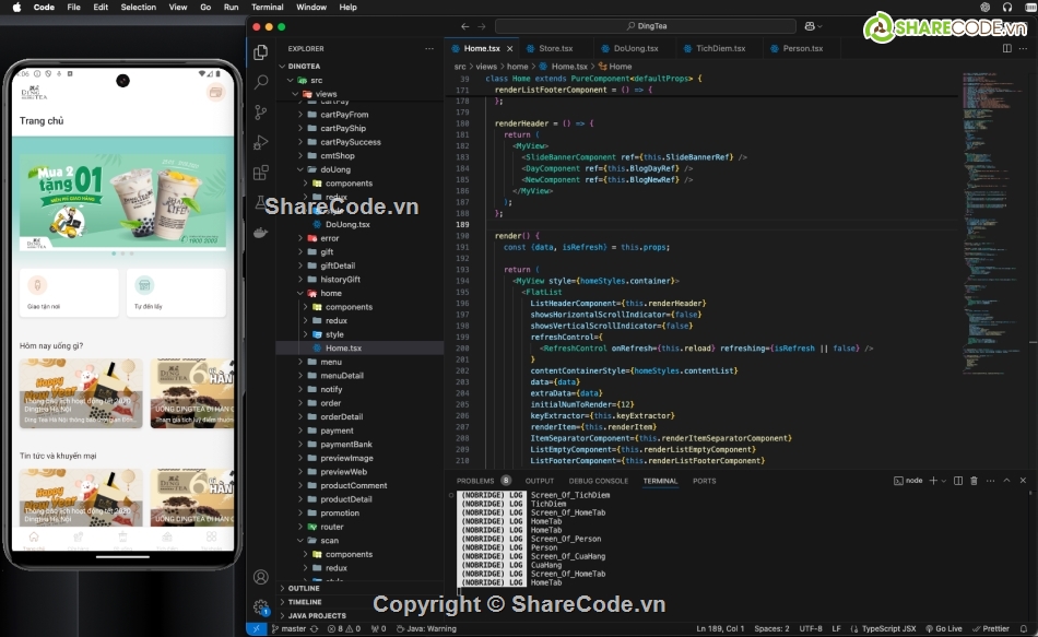 react native app,mua bán trà sữa,expo,thương mại điện tử,android,iOS
