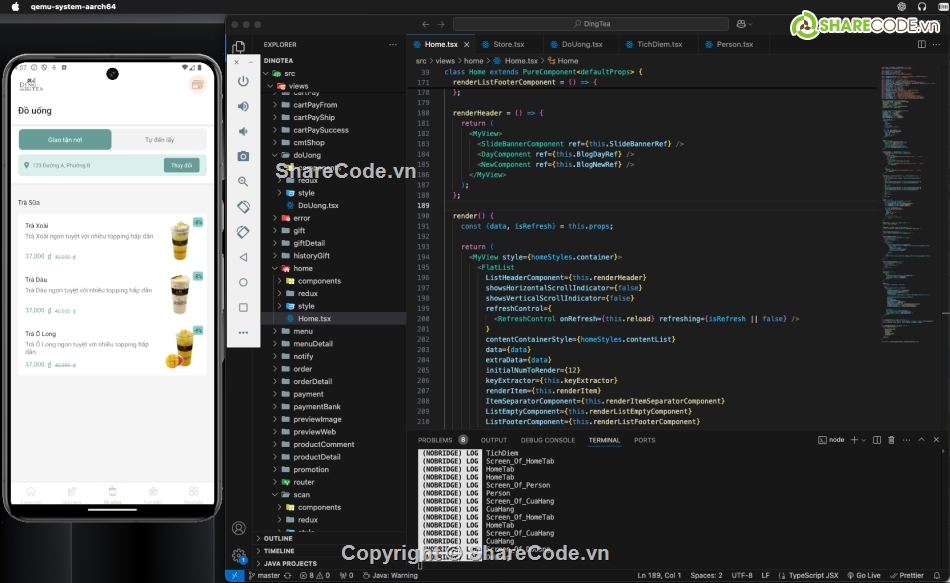 react native app,mua bán trà sữa,expo,thương mại điện tử,android,iOS