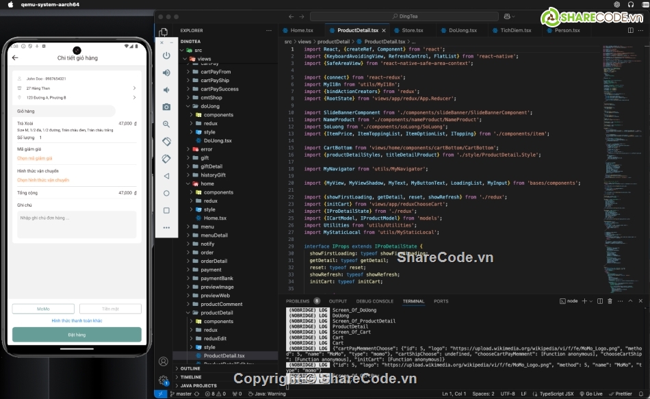 react native app,mua bán trà sữa,expo,thương mại điện tử,android,iOS