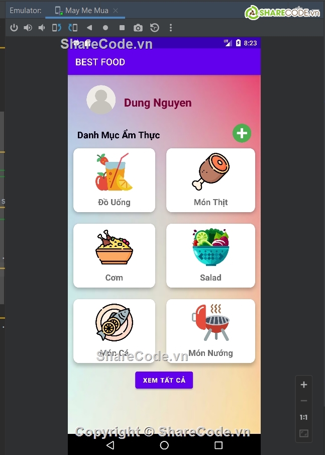 App Android món ăn,app food đồ ăn,code app món ăn,app món ăn food