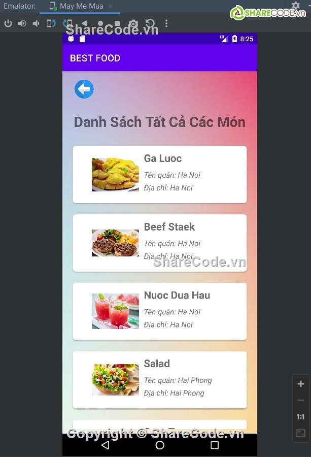 App Android món ăn,app food đồ ăn,code app món ăn,app món ăn food