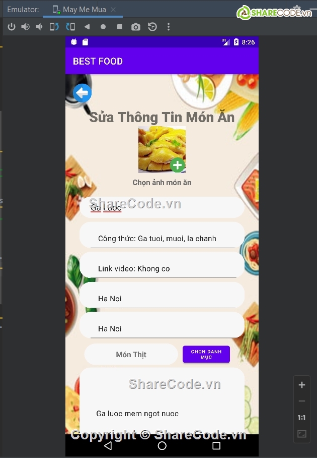 App Android món ăn,app food đồ ăn,code app món ăn,app món ăn food