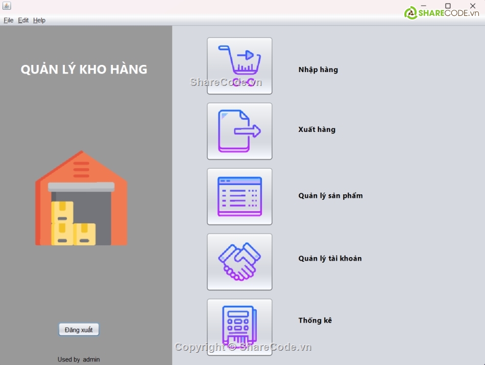 code java,App,quản lý,quản lý kho hàng,báo cáo đồ án