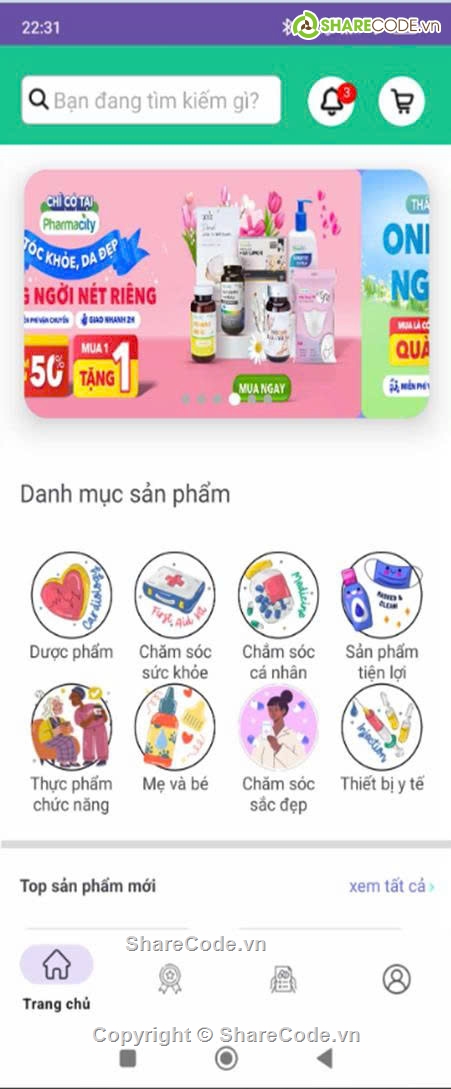 App Bán hàng,App Bán Thuốc Nodejs+Android,Ứng dụng Ecommerce Android