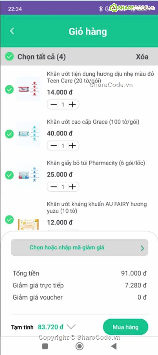 App Bán hàng,App Bán Thuốc Nodejs+Android,Ứng dụng Ecommerce Android