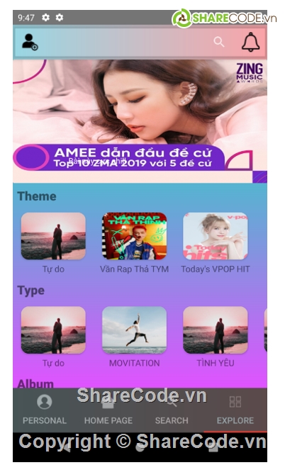 App Android,App nghe nhạc,zing mp3,source code mobile,sharecode mobile,source code zing mp3