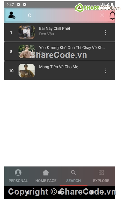 App Android,App nghe nhạc,zing mp3,source code mobile,sharecode mobile,source code zing mp3