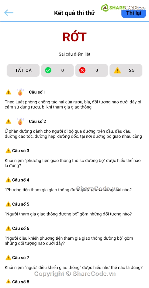 App,java,Luyện thi bằng lái xe,Ôn thi bằng lái xe