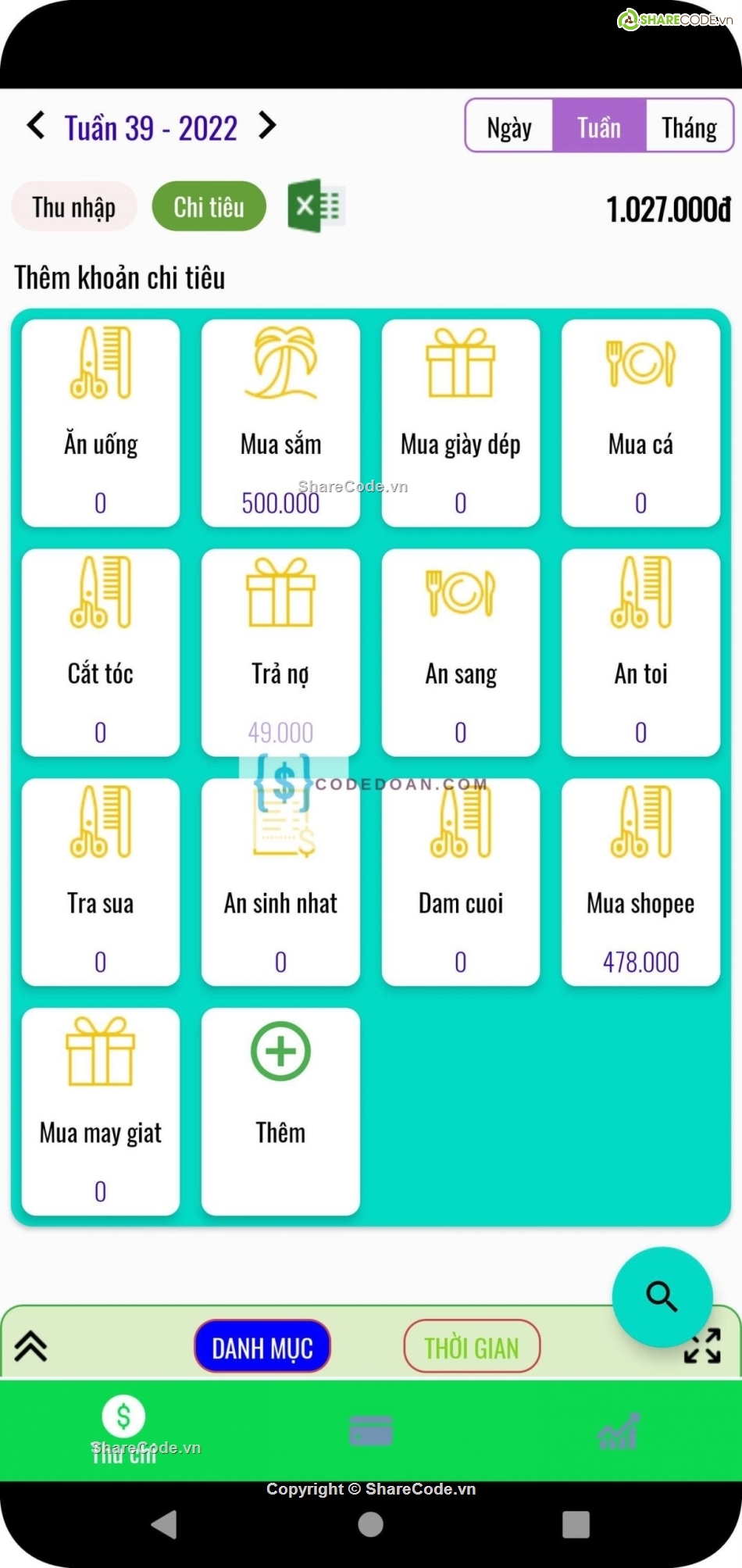 android java,quản lý chi tiêu cá nhân,full chức năng,sqlite