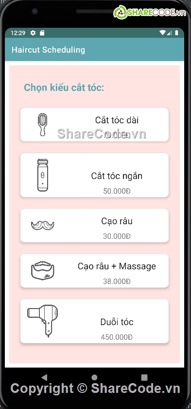 đặt lịch cắt tóc,app đặt lịch cắt tóc,booking,cắt tóc,quản lý tiệm cắt tóc,app android