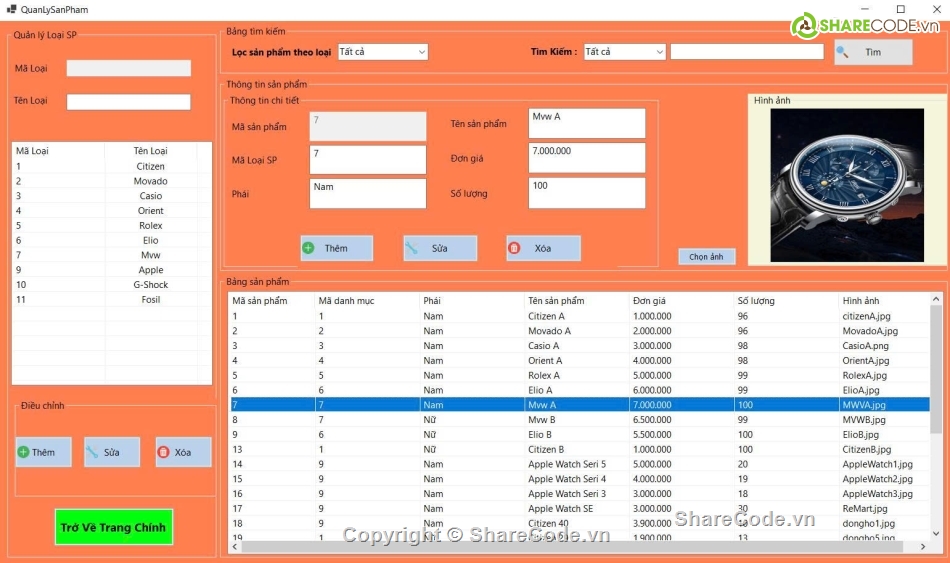 App winform c#,Quản lý bán đồng hồ winform c#,Giao diện đẹp mắt